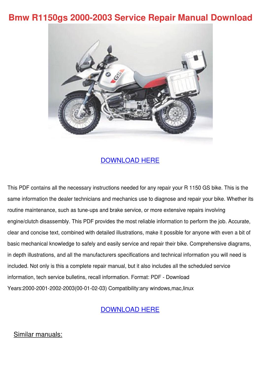 Bmw r1150gs owners manual download pdf