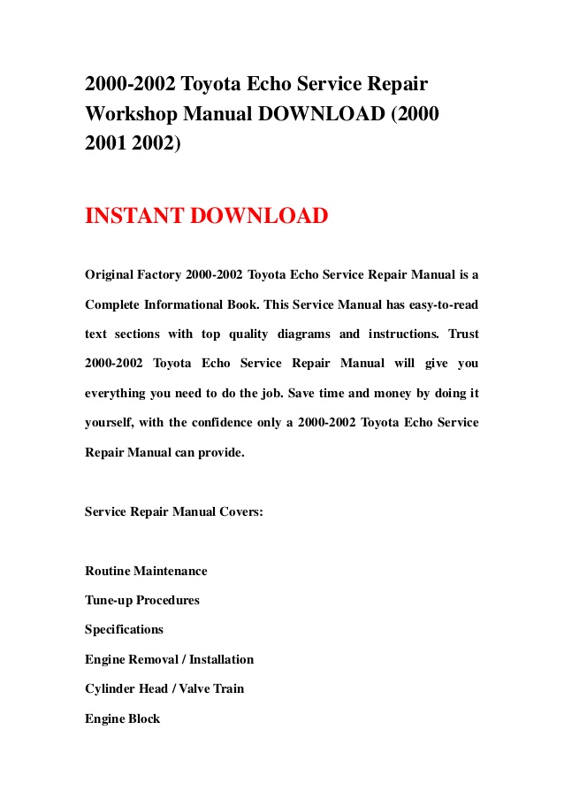 Toyota Factory Service Manual Download
